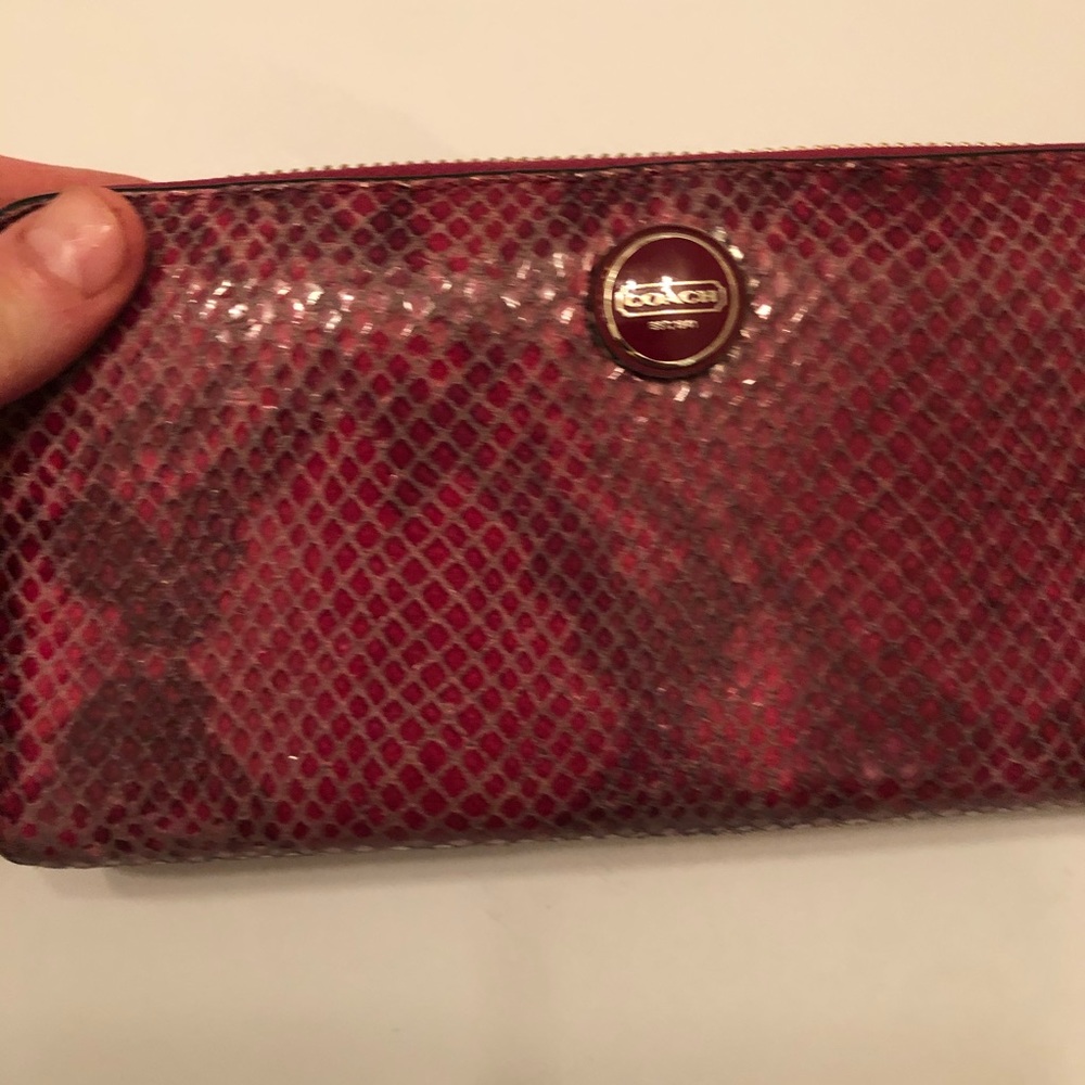 Coach Rare Pink Python Embossed Wallet Zippered - image 6